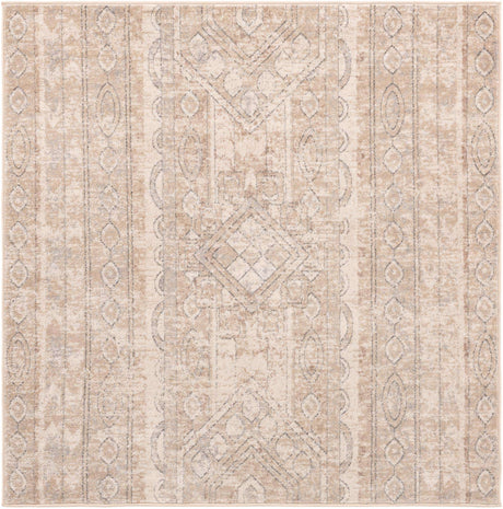 Ivory 6' 1 x 6' 1 Portland Square Area Rug 85% Polypropylene & 15% Polyester Vintage Distressed Traditional Carpet for Home Decor for Sale at Rug Engine