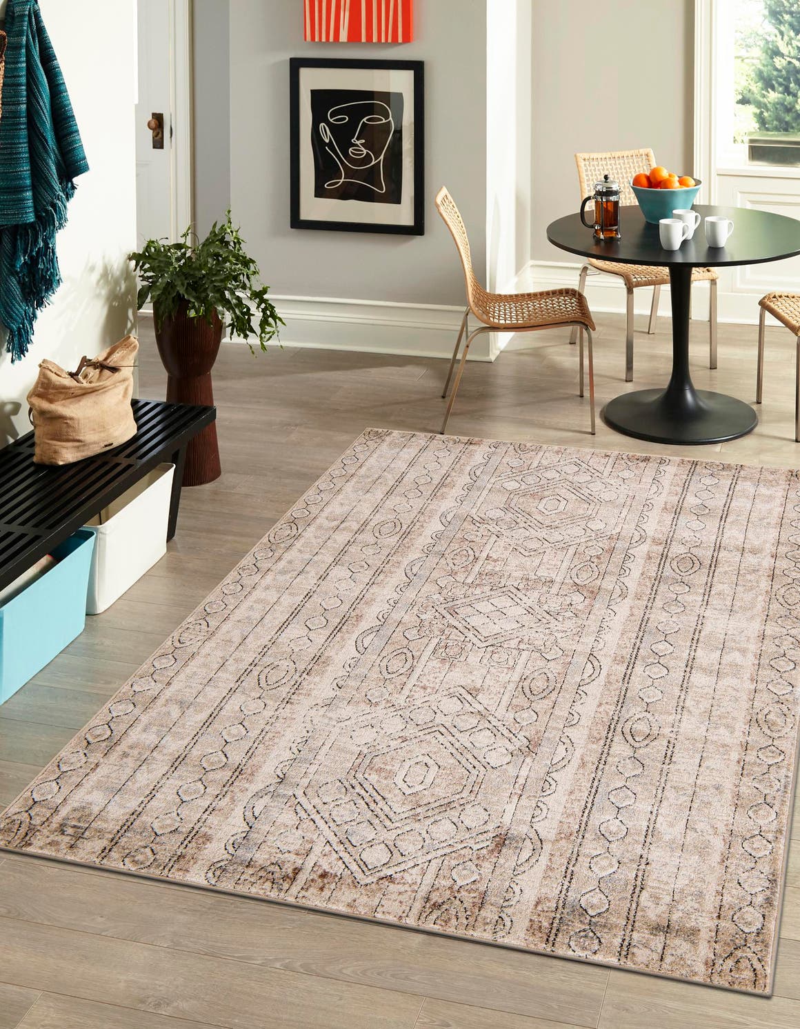 Ivory 4' 1 x 6' 1 Portland Rectangle Area Rug 85% Polypropylene & 15% Polyester Vintage Distressed Traditional Carpet for Home Decor for Sale at Rug Engine