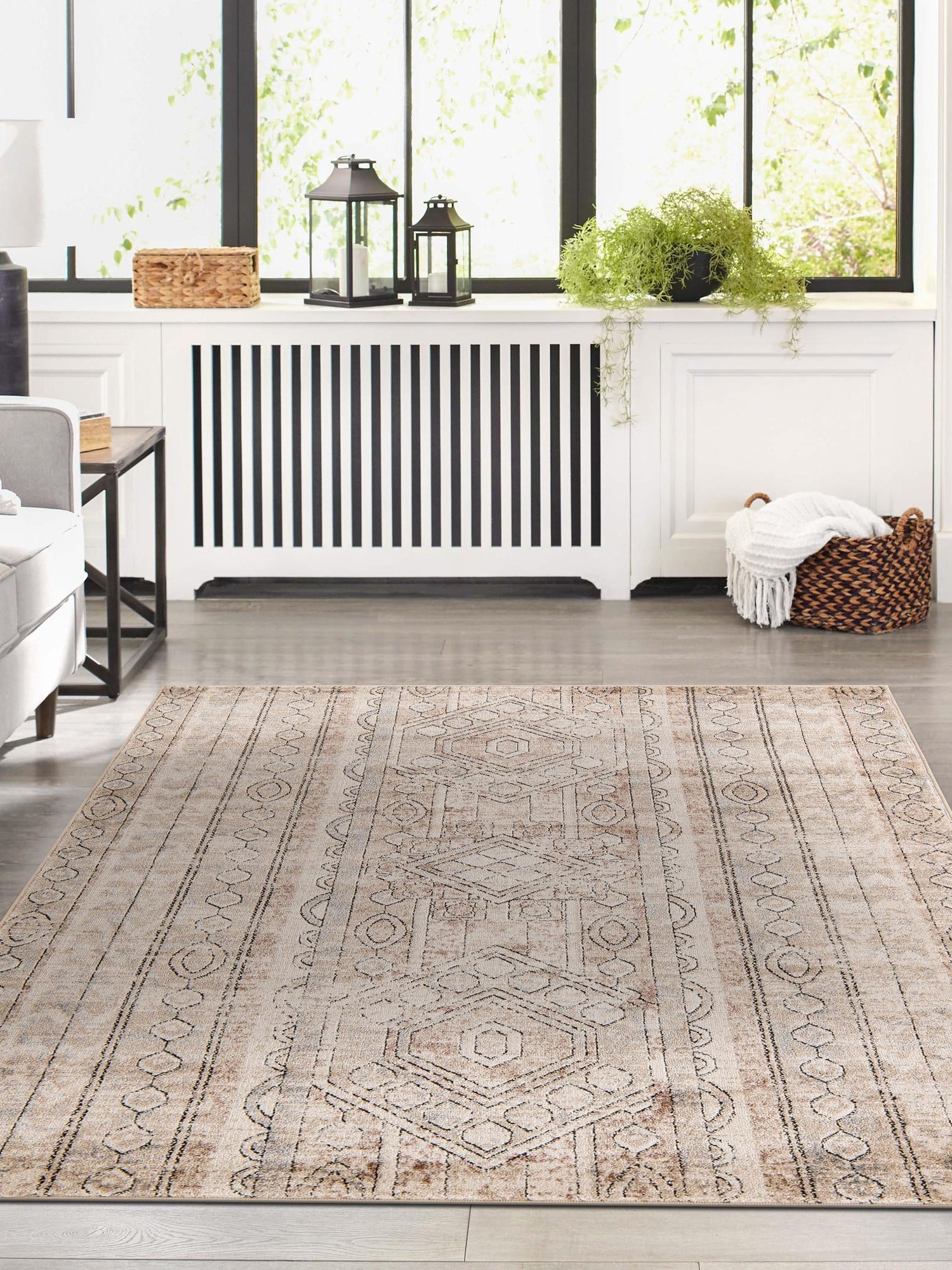 Ivory 4' 1 x 6' 1 Portland Rectangle Area Rug 85% Polypropylene & 15% Polyester Vintage Distressed Traditional Carpet for Home Decor for Sale at Rug Engine