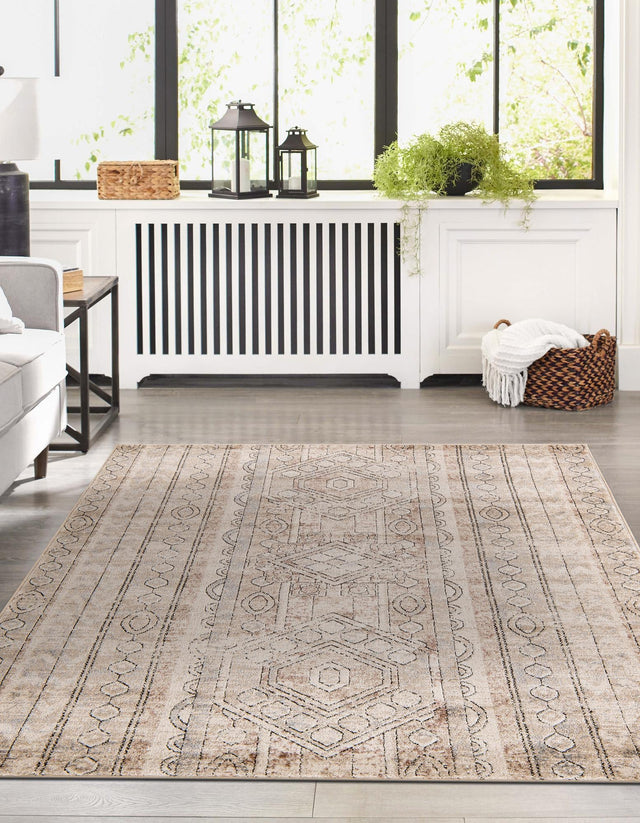 Ivory 4' 1 x 6' 1 Portland Rectangle Area Rug 85% Polypropylene & 15% Polyester Vintage Distressed Traditional Carpet for Home Decor for Sale at Rug Engine