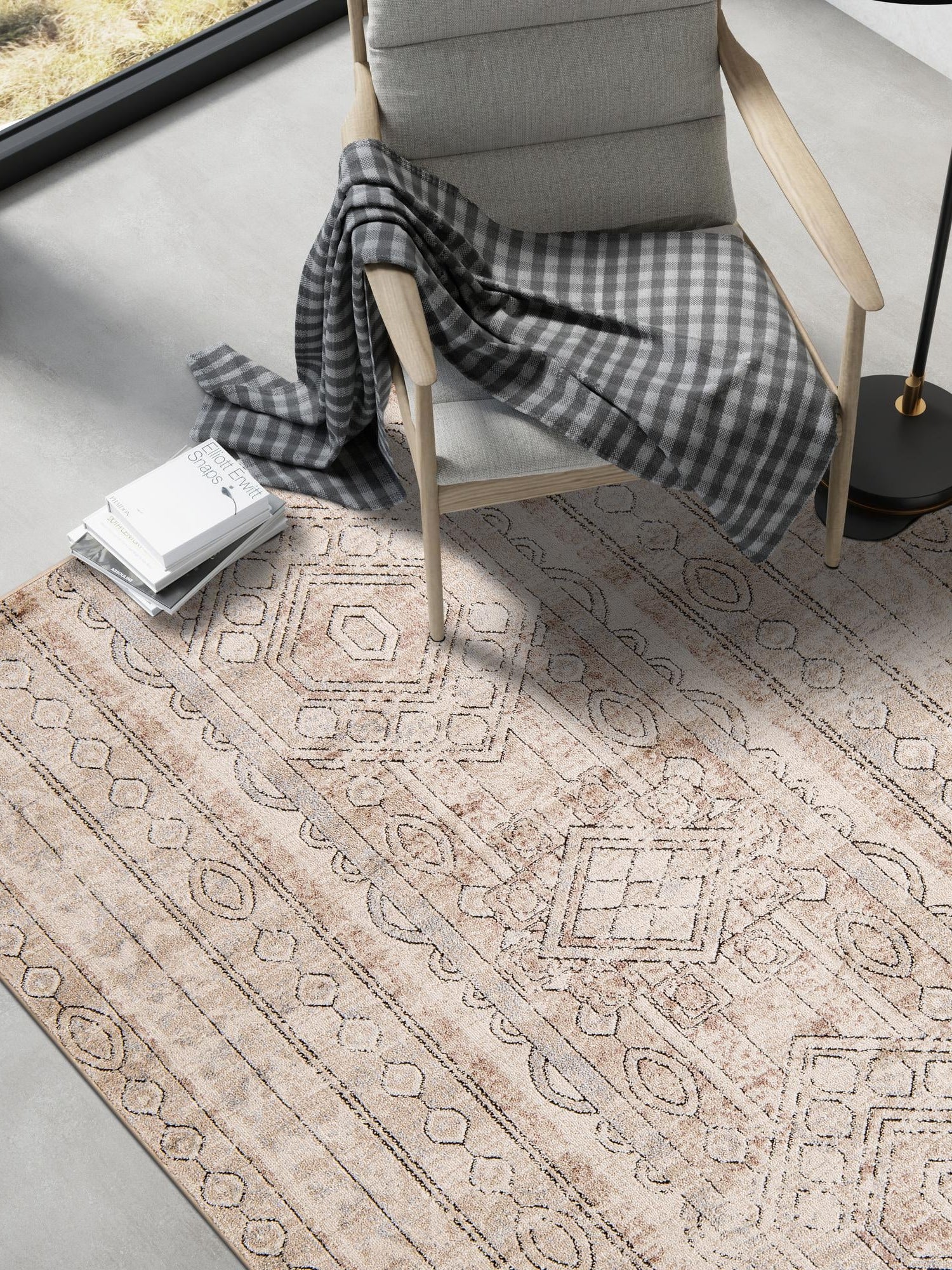 Ivory 4' 1 x 6' 1 Portland Rectangle Area Rug 85% Polypropylene & 15% Polyester Vintage Distressed Traditional Carpet for Home Decor for Sale at Rug Engine