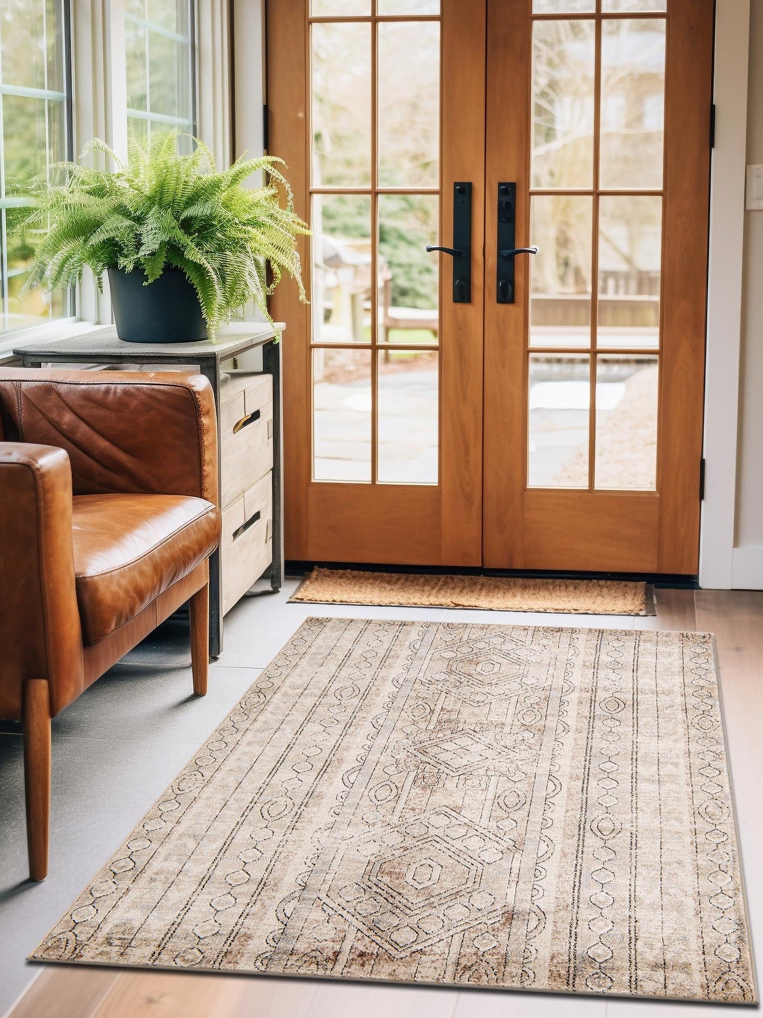 Ivory 4' 1 x 6' 1 Portland Rectangle Area Rug 85% Polypropylene & 15% Polyester Vintage Distressed Traditional Carpet for Home Decor for Sale at Rug Engine