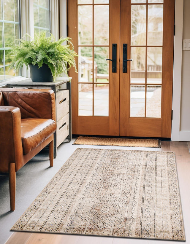 Ivory 4' 1 x 6' 1 Portland Rectangle Area Rug 85% Polypropylene & 15% Polyester Vintage Distressed Traditional Carpet for Home Decor for Sale at Rug Engine