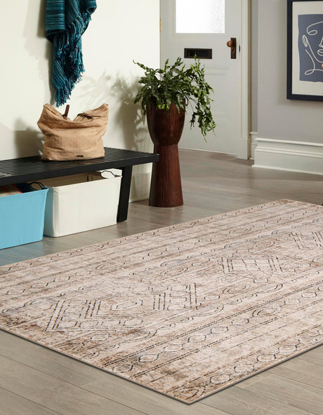 Ivory 9' x 12' Portland Rectangle Area Rug 85% Polypropylene & 15% Polyester Vintage Distressed Traditional Carpet for Home Decor for Sale at Rug Engine