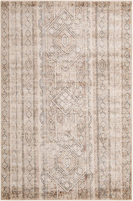 Ivory 5' 3 x 8' Portland Rectangle Area Rug 85% Polypropylene & 15% Polyester Vintage Distressed Traditional Carpet for Home Decor for Sale at Rug Engine