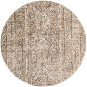 Ivory 5' 3 x 5' 3 Portland Round Area Rug 85% Polypropylene & 15% Polyester Vintage Distressed Traditional Carpet for Home Decor for Sale at Rug Engine