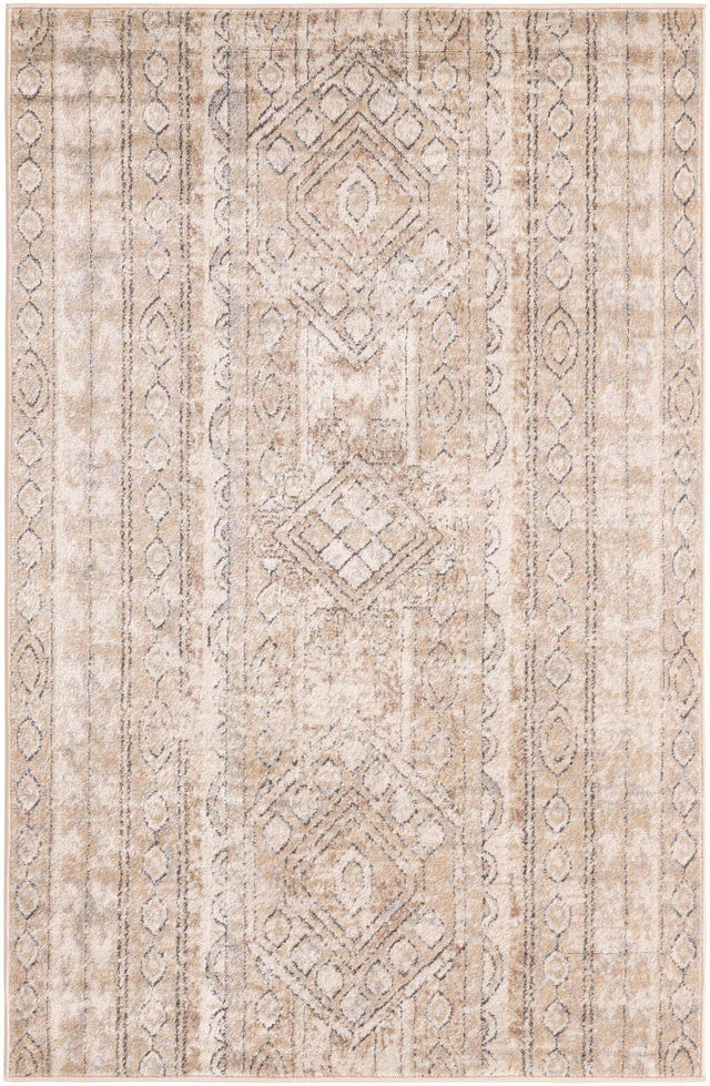 Ivory 4' 1 x 6' 1 Portland Rectangle Area Rug 85% Polypropylene & 15% Polyester Vintage Distressed Traditional Carpet for Home Decor for Sale at Rug Engine