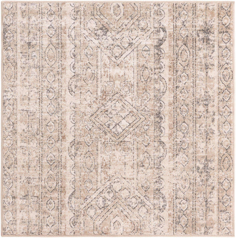 Ivory 4' 1 x 4' 1 Portland Square Area Rug 85% Polypropylene & 15% Polyester Vintage Distressed Traditional Carpet for Home Decor for Sale at Rug Engine