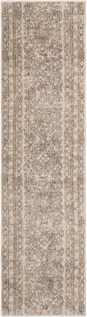 Ivory 2' x 8' Portland Runner Area Rug 85% Polypropylene & 15% Polyester Vintage Distressed Traditional Carpet for Home Decor for Sale at Rug Engine