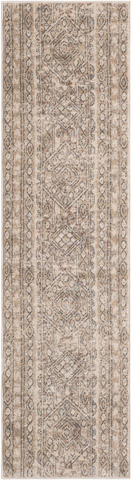 Ivory 2' x 8' Portland Runner Area Rug 85% Polypropylene & 15% Polyester Vintage Distressed Traditional Carpet for Home Decor for Sale at Rug Engine