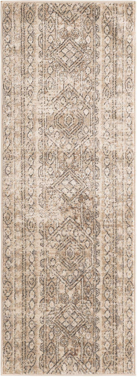 Ivory 2' x 6' 1 Portland Runner Area Rug 85% Polypropylene & 15% Polyester Vintage Distressed Traditional Carpet for Home Decor for Sale at Rug Engine