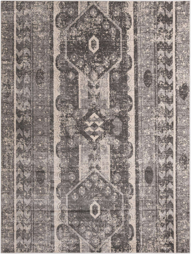 Gray 9' x 12' Portland Rectangle Area Rug 85% Polypropylene & 15% Polyester Vintage Distressed Traditional Carpet for Home Decor for Sale at Rug Engine