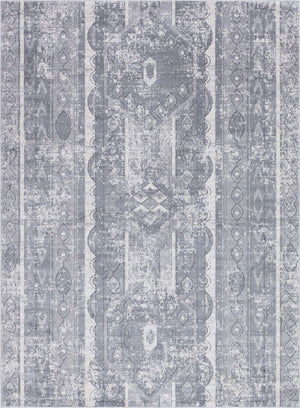 Gray 7' 10 x 11' Portland Rectangle Area Rug 85% Polypropylene & 15% Polyester Vintage Distressed Traditional Carpet for Home Decor for Sale at Rug Engine