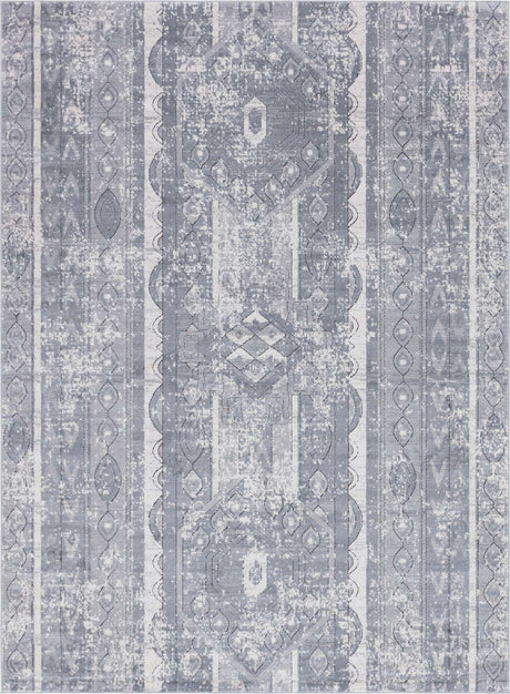 Gray 7' 10 x 11' Portland Rectangle Area Rug 85% Polypropylene & 15% Polyester Vintage Distressed Traditional Carpet for Home Decor for Sale at Rug Engine