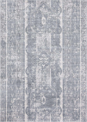 Gray 7' 1 x 10' Portland Rectangle Area Rug 85% Polypropylene & 15% Polyester Vintage Distressed Traditional Carpet for Home Decor for Sale at Rug Engine