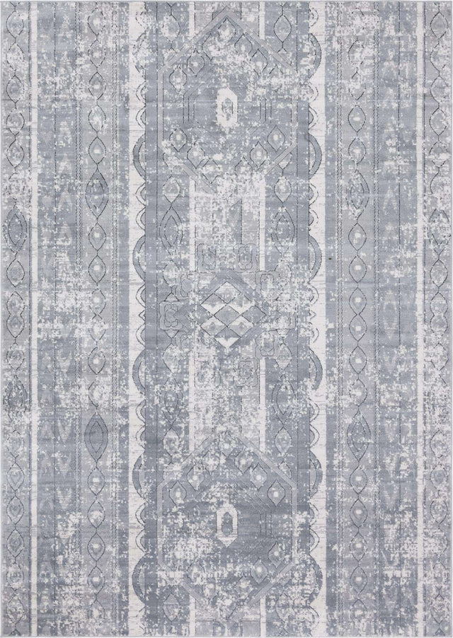 Gray 7' 1 x 10' Portland Rectangle Area Rug 85% Polypropylene & 15% Polyester Vintage Distressed Traditional Carpet for Home Decor for Sale at Rug Engine