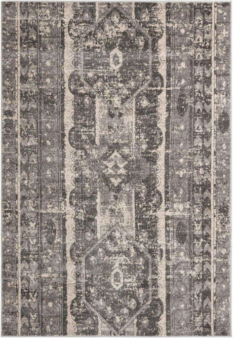 Gray 6' 1 x 9' Portland Rectangle Area Rug 85% Polypropylene & 15% Polyester Vintage Distressed Traditional Carpet for Home Decor for Sale at Rug Engine