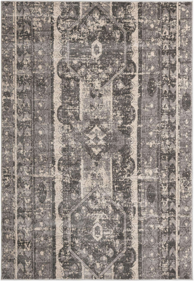 Gray 6' 1 x 9' Portland Rectangle Area Rug 85% Polypropylene & 15% Polyester Vintage Distressed Traditional Carpet for Home Decor for Sale at Rug Engine