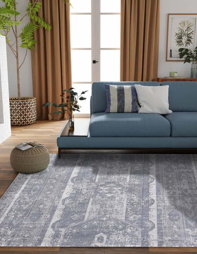 Gray 6' 1 x 6' 1 Portland Square Area Rug 85% Polypropylene & 15% Polyester Vintage Distressed Traditional Carpet for Home Decor for Sale at Rug Engine