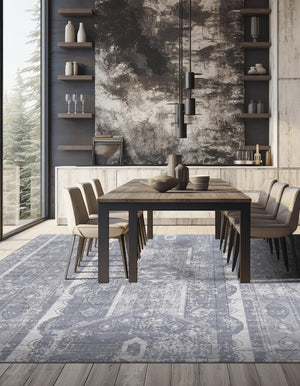 Gray 7' 10 x 7' 10 Portland Square Area Rug 85% Polypropylene & 15% Polyester Vintage Distressed Traditional Carpet for Home Decor for Sale at Rug Engine