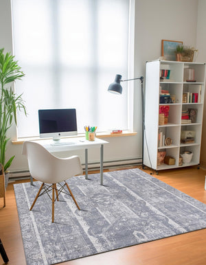Gray 6' 1 x 6' 1 Portland Square Area Rug 85% Polypropylene & 15% Polyester Vintage Distressed Traditional Carpet for Home Decor for Sale at Rug Engine