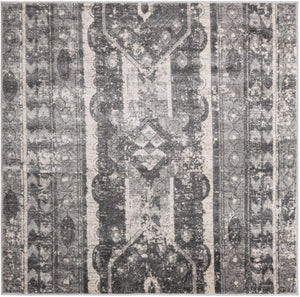 Gray 6' 1 x 6' 1 Portland Square Area Rug 85% Polypropylene & 15% Polyester Vintage Distressed Traditional Carpet for Home Decor for Sale at Rug Engine