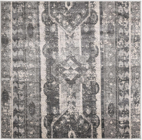 Gray 6' 1 x 6' 1 Portland Square Area Rug 85% Polypropylene & 15% Polyester Vintage Distressed Traditional Carpet for Home Decor for Sale at Rug Engine