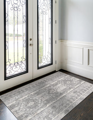 Gray 5' 3 x 8' Portland Rectangle Area Rug 85% Polypropylene & 15% Polyester Vintage Distressed Traditional Carpet for Home Decor for Sale at Rug Engine