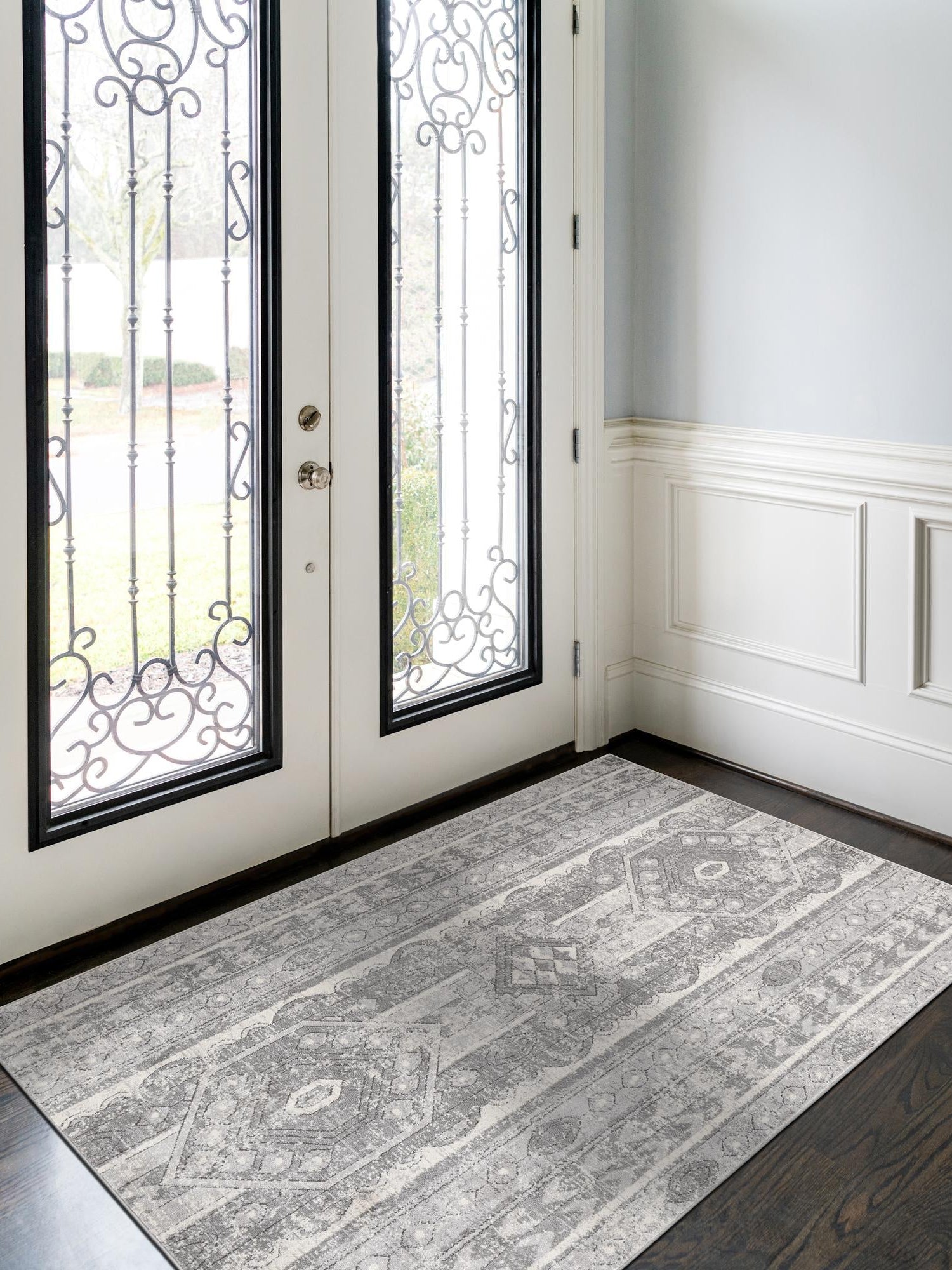 Gray 10' x 14' 1 Portland Rectangle Area Rug 85% Polypropylene & 15% Polyester Vintage Distressed Traditional Carpet for Home Decor for Sale at Rug Engine