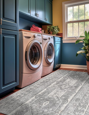 Gray 7' 10 x 10' Portland Rectangle Area Rug 85% Polypropylene & 15% Polyester Vintage Distressed Traditional Carpet for Home Decor for Sale at Rug Engine