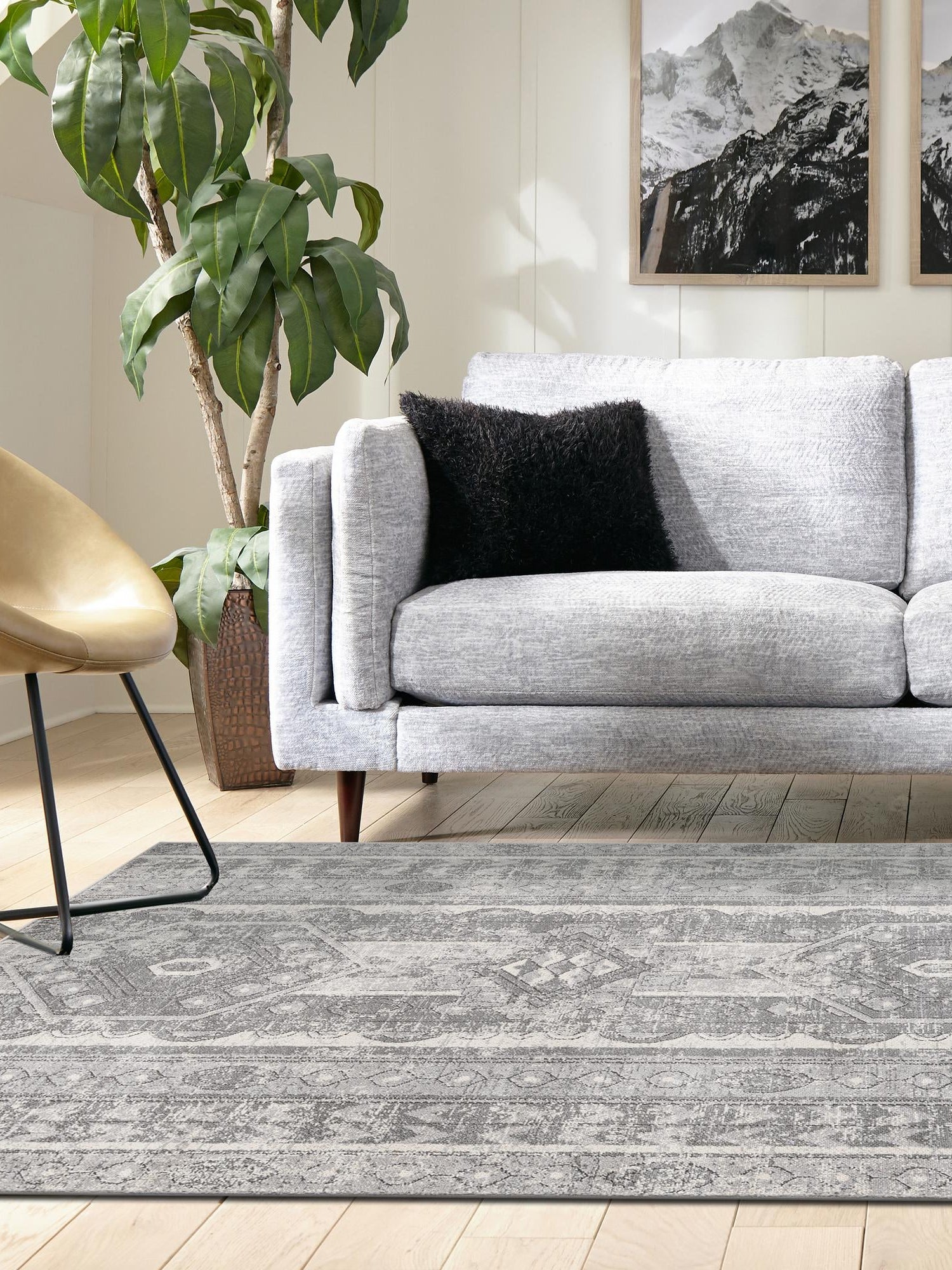 Gray 7' 1 x 10' Portland Rectangle Area Rug 85% Polypropylene & 15% Polyester Vintage Distressed Traditional Carpet for Home Decor for Sale at Rug Engine
