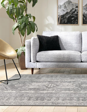 Gray 10' x 13' 1 Portland Rectangle Area Rug 85% Polypropylene & 15% Polyester Vintage Distressed Traditional Carpet for Home Decor for Sale at Rug Engine