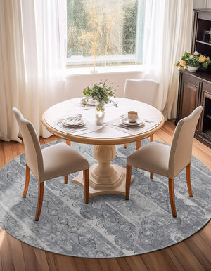 Gray 7' 1 x 7' 1 Portland Round Area Rug 85% Polypropylene & 15% Polyester Vintage Distressed Traditional Carpet for Home Decor for Sale at Rug Engine