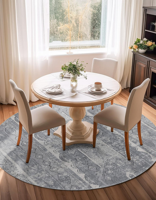 Gray 5' 3 x 5' 3 Portland Round Area Rug 85% Polypropylene & 15% Polyester Vintage Distressed Traditional Carpet for Home Decor for Sale at Rug Engine