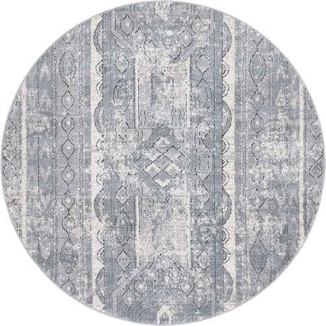Gray 5' 3 x 5' 3 Portland Round Area Rug 85% Polypropylene & 15% Polyester Vintage Distressed Traditional Carpet for Home Decor for Sale at Rug Engine