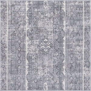 Gray 4' 1 x 4' 1 Portland Square Area Rug 85% Polypropylene & 15% Polyester Vintage Distressed Traditional Carpet for Home Decor for Sale at Rug Engine