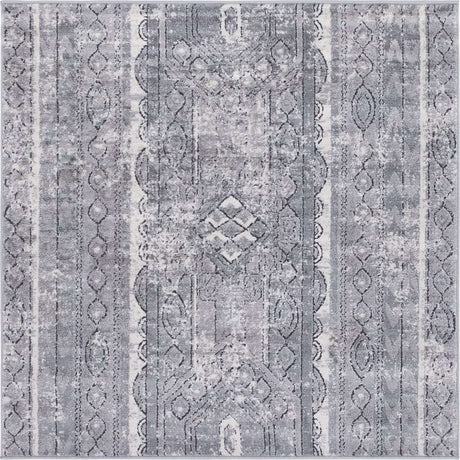 Gray 4' 1 x 4' 1 Portland Square Area Rug 85% Polypropylene & 15% Polyester Vintage Distressed Traditional Carpet for Home Decor for Sale at Rug Engine