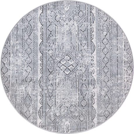 Gray 3' 1 x 3' 1 Portland Round Area Rug 85% Polypropylene & 15% Polyester Vintage Distressed Traditional Carpet for Home Decor for Sale at Rug Engine
