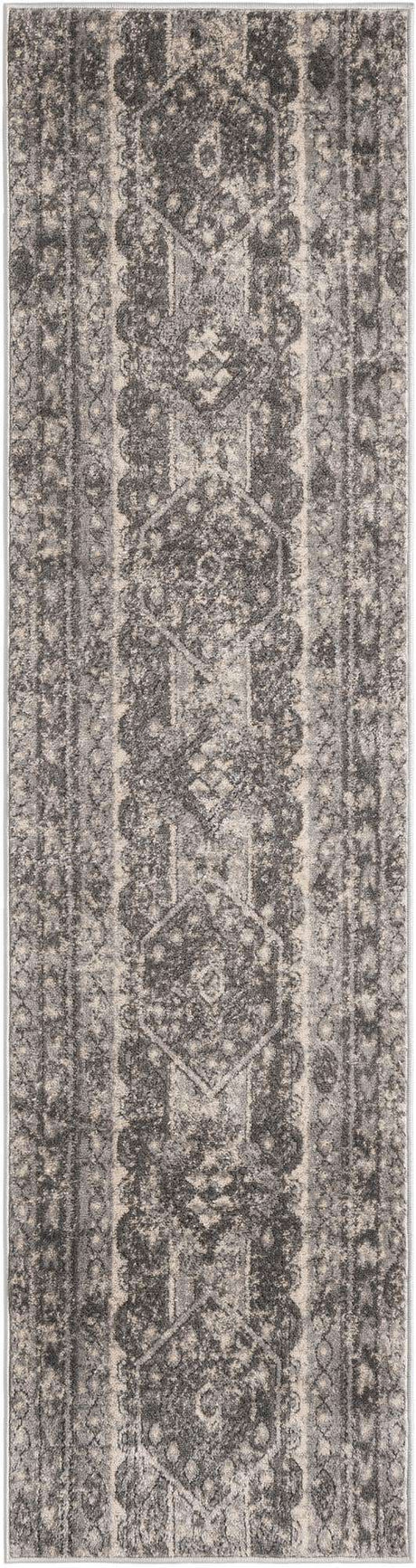 Gray 2' x 8' Portland Runner Area Rug 85% Polypropylene & 15% Polyester Vintage Distressed Traditional Carpet for Home Decor for Sale at Rug Engine