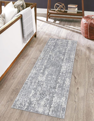 Gray 2' x 8' Portland Runner Area Rug 85% Polypropylene & 15% Polyester Vintage Distressed Traditional Carpet for Home Decor for Sale at Rug Engine