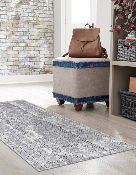 Gray 2' 2 x 12' Portland Runner Area Rug 85% Polypropylene & 15% Polyester Vintage Distressed Traditional Carpet for Home Decor for Sale at Rug Engine