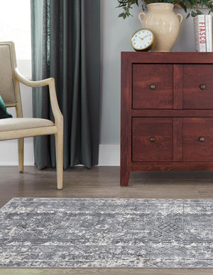 Gray 2' x 8' Portland Runner Area Rug 85% Polypropylene & 15% Polyester Vintage Distressed Traditional Carpet for Home Decor for Sale at Rug Engine
