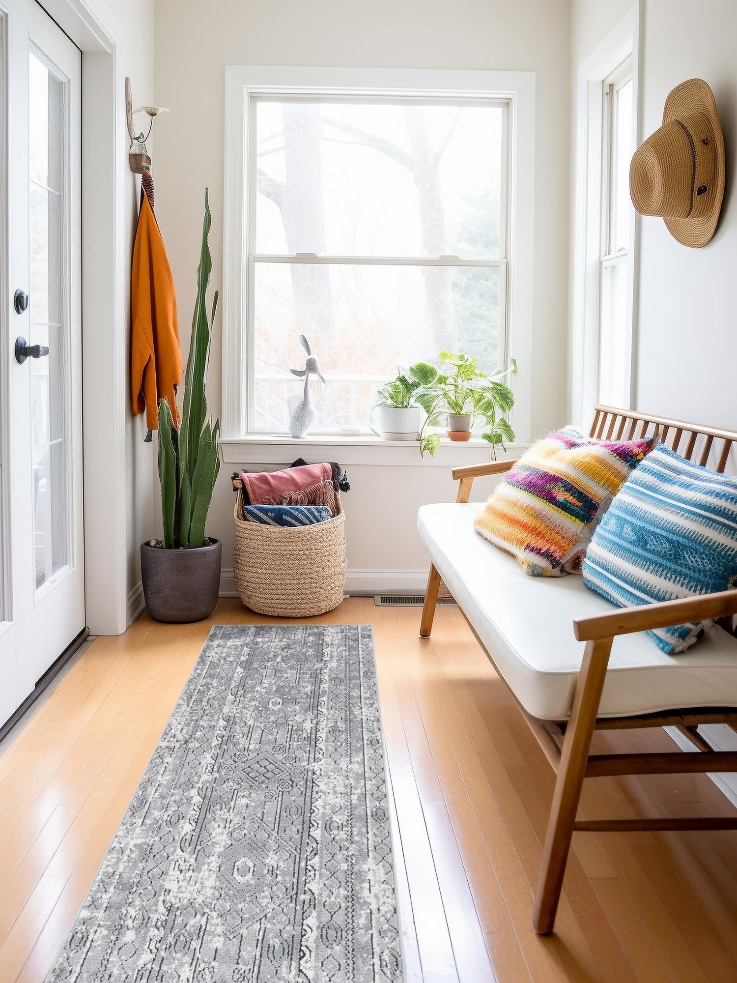 Gray 2' x 8' Portland Runner Area Rug 85% Polypropylene & 15% Polyester Vintage Distressed Traditional Carpet for Home Decor for Sale at Rug Engine