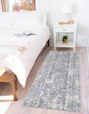 Gray 2' x 8' Portland Runner Area Rug 85% Polypropylene & 15% Polyester Vintage Distressed Traditional Carpet for Home Decor for Sale at Rug Engine