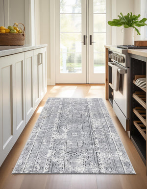 Gray 2' x 8' Portland Runner Area Rug 85% Polypropylene & 15% Polyester Vintage Distressed Traditional Carpet for Home Decor for Sale at Rug Engine
