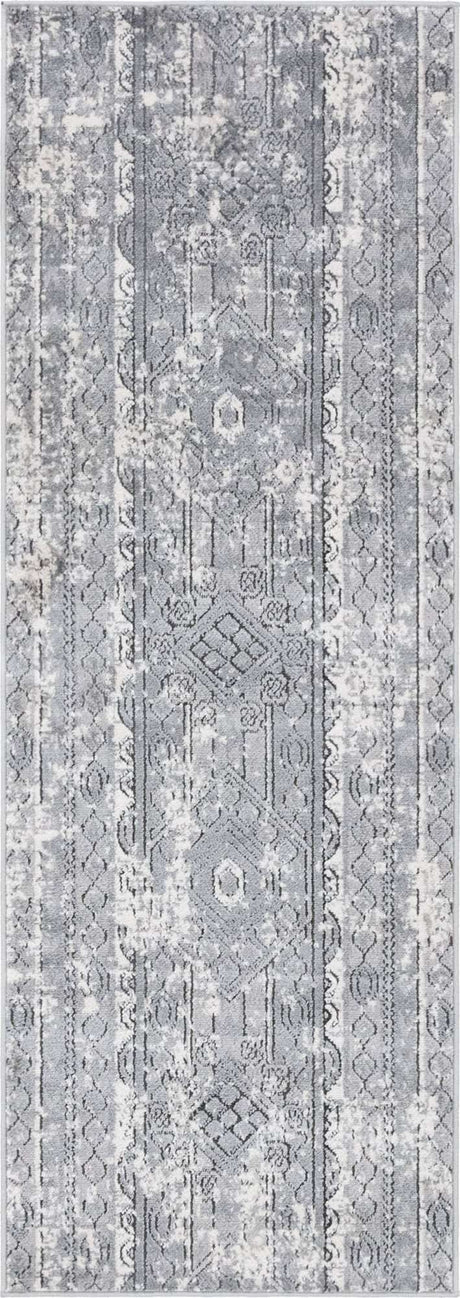 Gray 2' x 6' 1 Portland Runner Area Rug 85% Polypropylene & 15% Polyester Vintage Distressed Traditional Carpet for Home Decor for Sale at Rug Engine