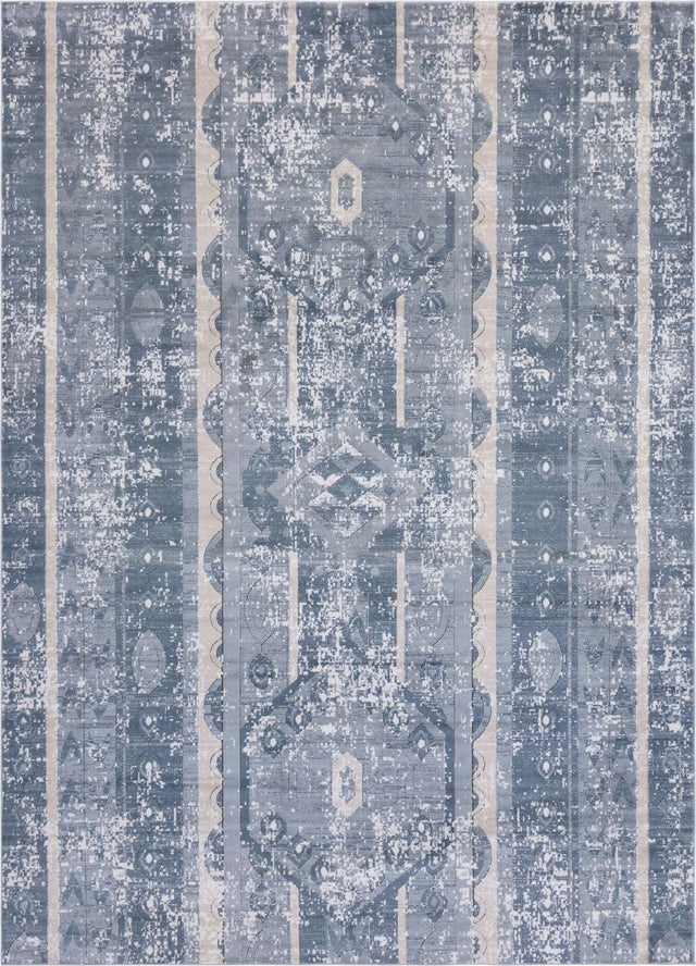 Blue 10' x 14' 1 Portland Rectangle Area Rug 85% Polypropylene & 15% Polyester Vintage Distressed Traditional Carpet for Home Decor for Sale at Rug Engine