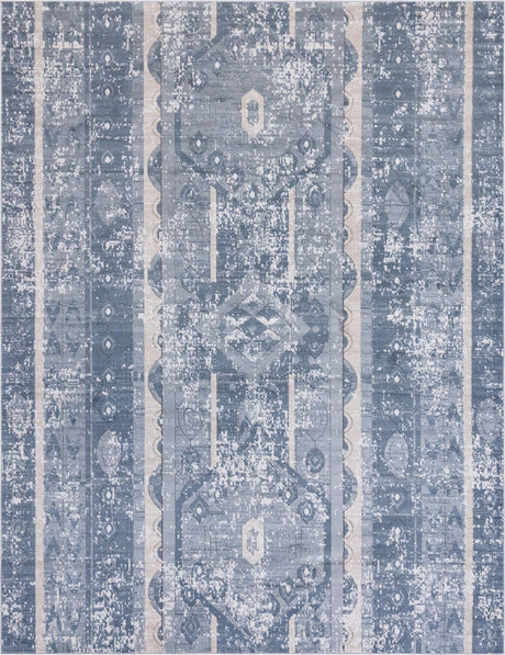 Blue 10' x 13' 1 Portland Rectangle Area Rug 85% Polypropylene & 15% Polyester Vintage Distressed Traditional Carpet for Home Decor for Sale at Rug Engine