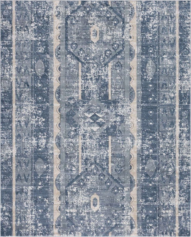 Blue 7' 10 x 10' Portland Rectangle Area Rug 85% Polypropylene & 15% Polyester Vintage Distressed Traditional Carpet for Home Decor for Sale at Rug Engine