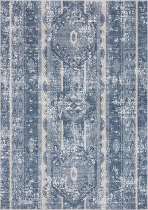 Blue 7' 1 x 10' Portland Rectangle Area Rug 85% Polypropylene & 15% Polyester Vintage Distressed Traditional Carpet for Home Decor for Sale at Rug Engine